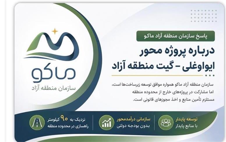 سازمان منطقه آزاد ماکو: مشارکت در پروژه محور ایواوغلی ـ گیت مستلزم تأمین منابع و مجوزهای قانونی است